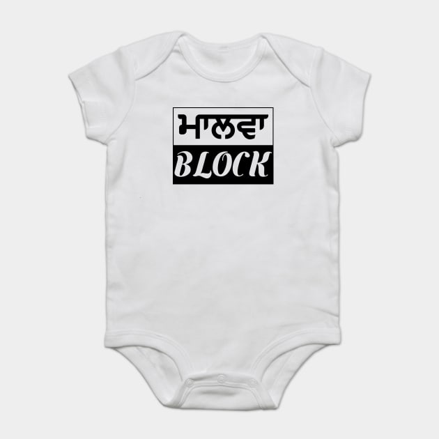 Punjab region - Malwa Block - Black Color Baby Bodysuit by PUNJABISTYL